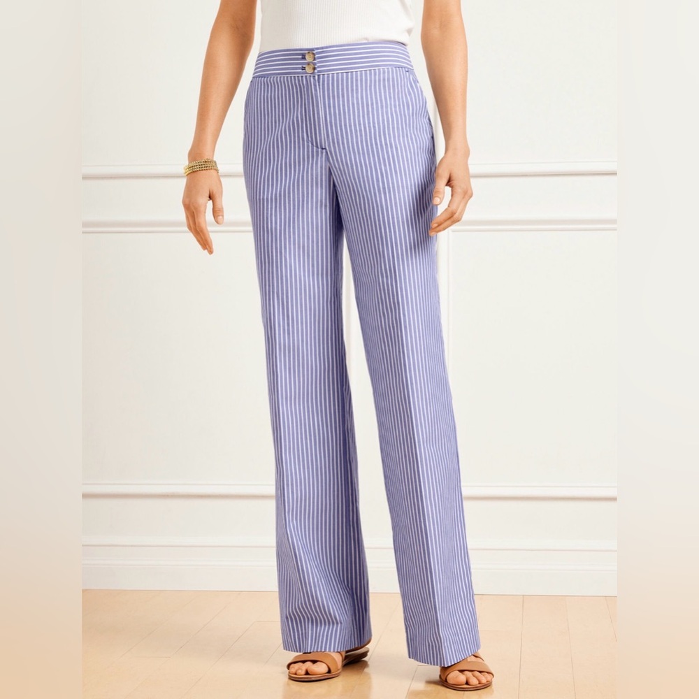 Talbots Greenwich Pants blue and white stripes